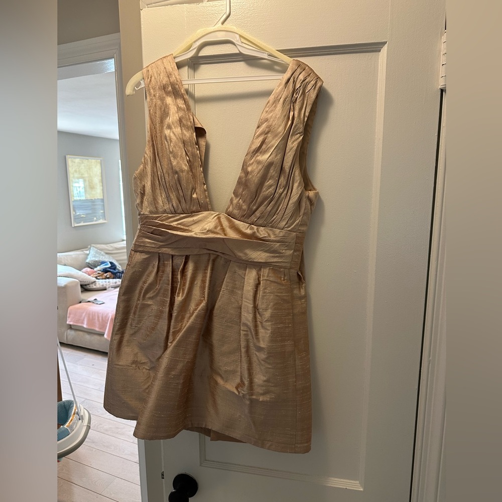 Watters Meringue Radiant Taffeta V-Neck-Mini Dress! Size 6